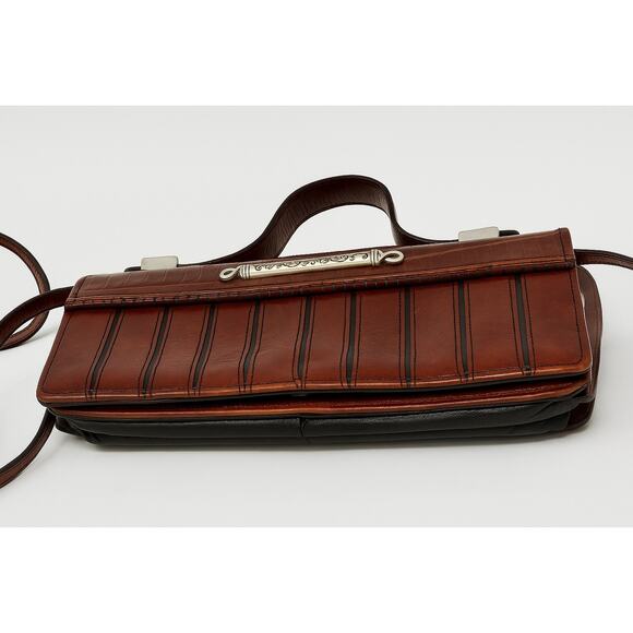 Brighton Croc Embossed Leather Accordion Bag - Picture 5 of 9